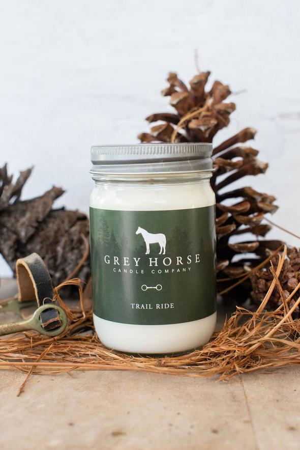 Grey Horse Candle - Trail Ride - jar